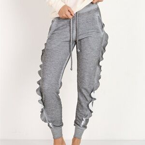 NWT! Wildfox Norelle Gray Ruffled Joggers Sweatpants L Made In USA